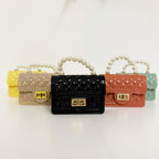 Handtasche mit Perlengriff Cream Gel