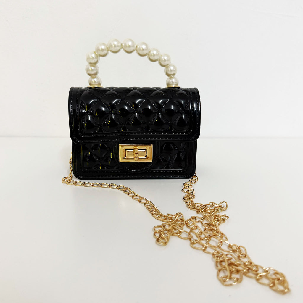 Handtasche mit Perlengriff Cream Gel